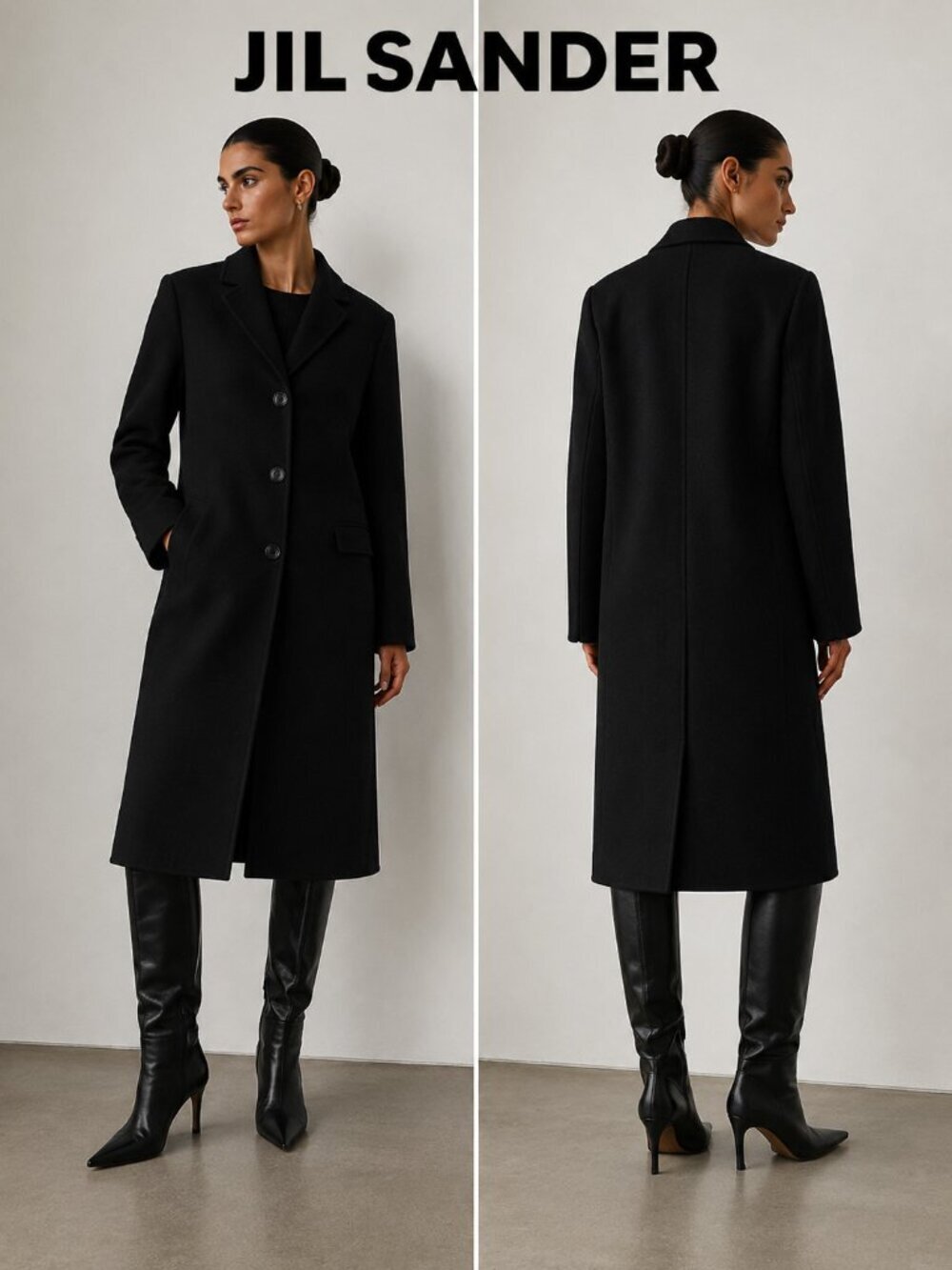Jil Sander Wool Coat Size 48 Navy Blue Italy Minimalist Luxury Overcoat